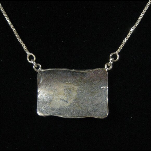 Pendant Sterling Silver 925 Necklace 17 inch Box Chain Stone Cabochon Artisan 10 - Picture 9 of 9